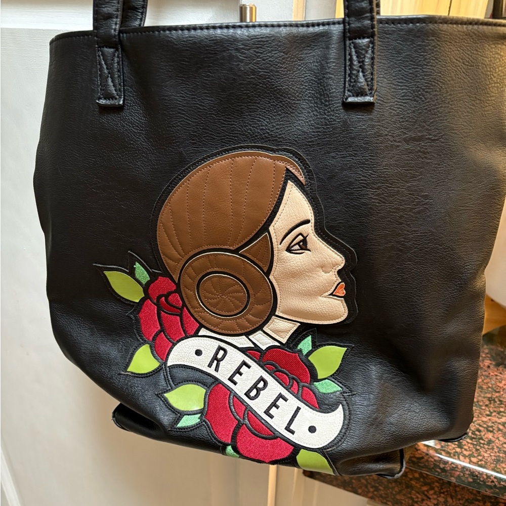 Rebel Black Leather Tote Bag